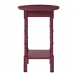 Scranton & Co Contemporary Round Maroon Wood Side Table with Lower Shelf