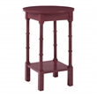 Scranton & Co Contemporary Round Maroon Wood Side Table with Lower Shelf