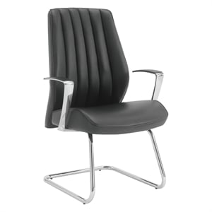 Scranton & Co Black Fabric Visitor Chair with Chrome Sled Base
