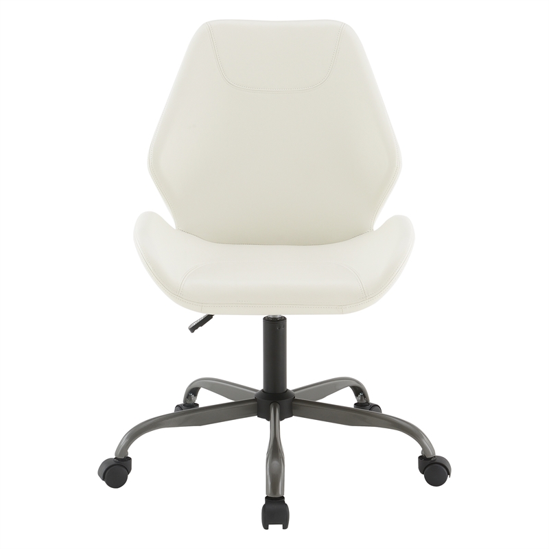 Scranton & Co Modern Office Chair in White Faux Leather Titanium Base