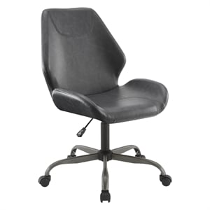 Scranton & Co Modern Office Chair in Black Faux Leather Titanium Base