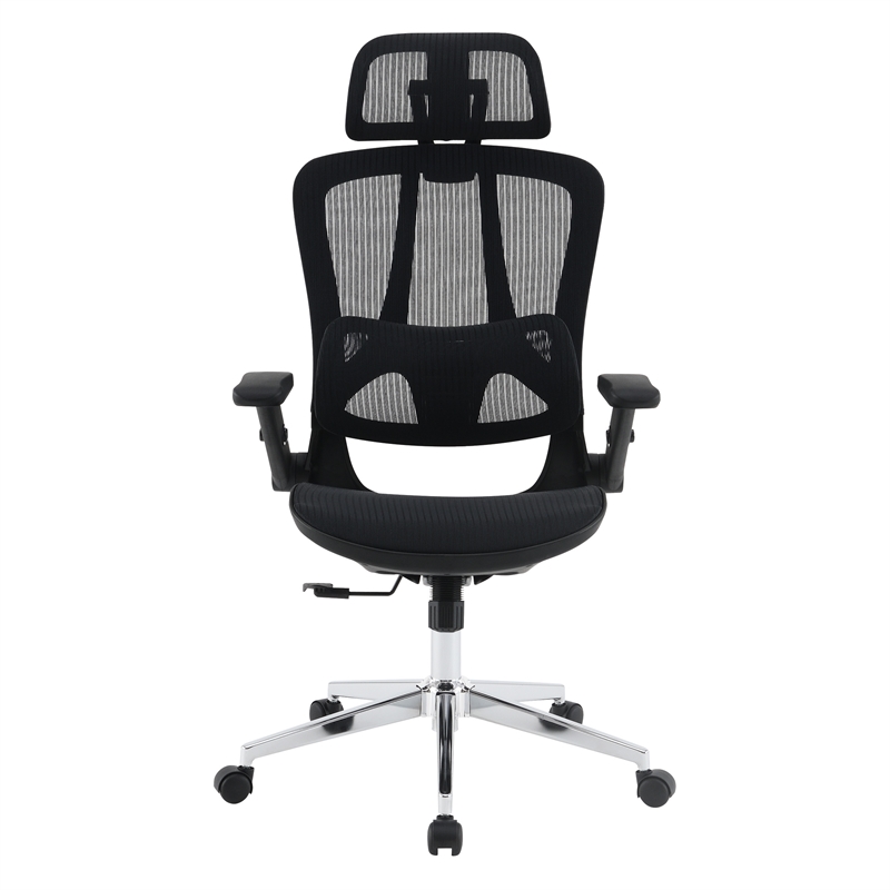 Scranton & Co Black Mesh Manager's Chair with Headrest and Chrome Base