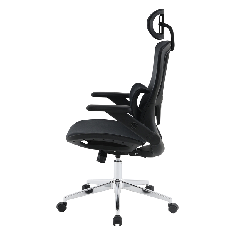 Scranton & Co Black Mesh Manager's Chair with Headrest and Chrome Base