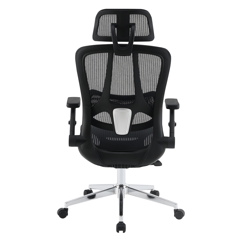 Scranton & Co Black Mesh Manager's Chair with Headrest and Chrome Base