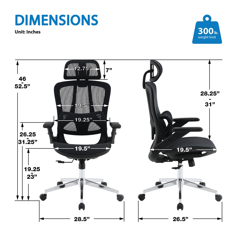 Scranton & Co Black Mesh Manager's Chair with Headrest and Chrome Base
