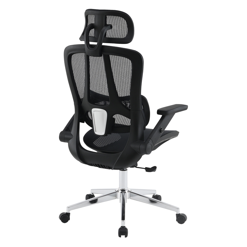 Scranton & Co Black Mesh Manager's Chair with Headrest and Chrome Base