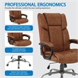 Scranton & Co High-Back Saddle Brown Faux Leather Executive Chair Titanium