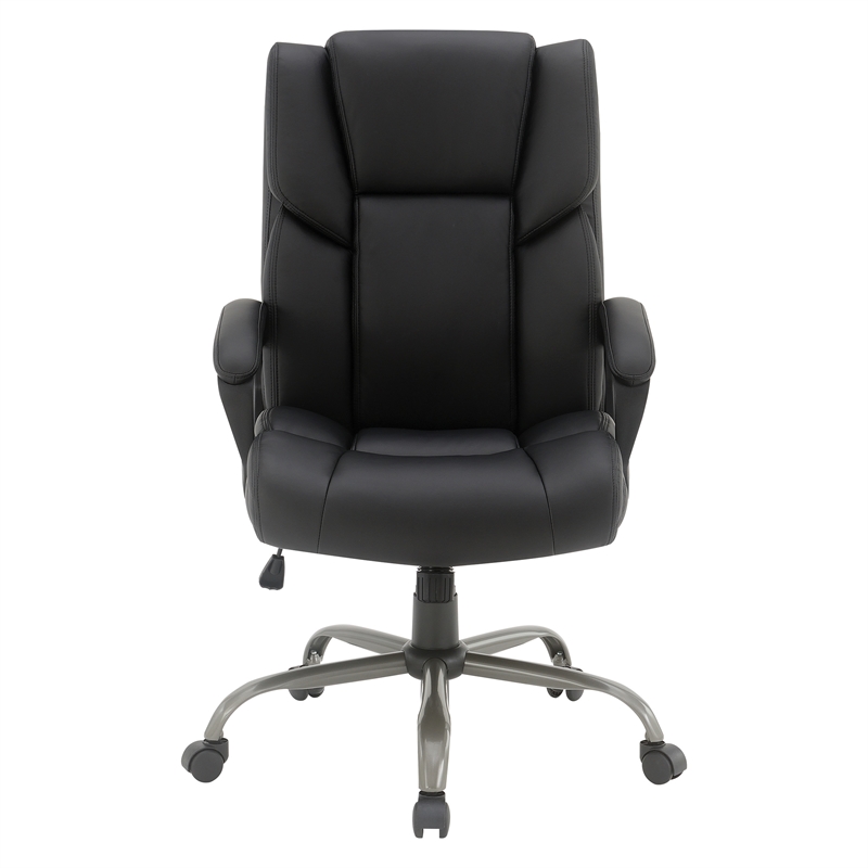 Scranton & Co Mid-Back Black Faux Leather Executive Chair Titanium Base