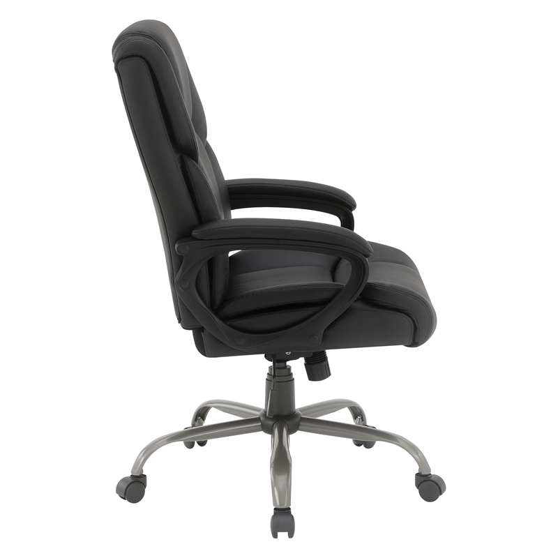 Scranton & Co Mid-Back Black Faux Leather Executive Chair Titanium Base