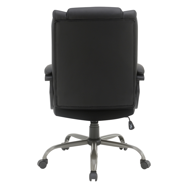 Scranton & Co Mid-Back Black Faux Leather Executive Chair Titanium Base