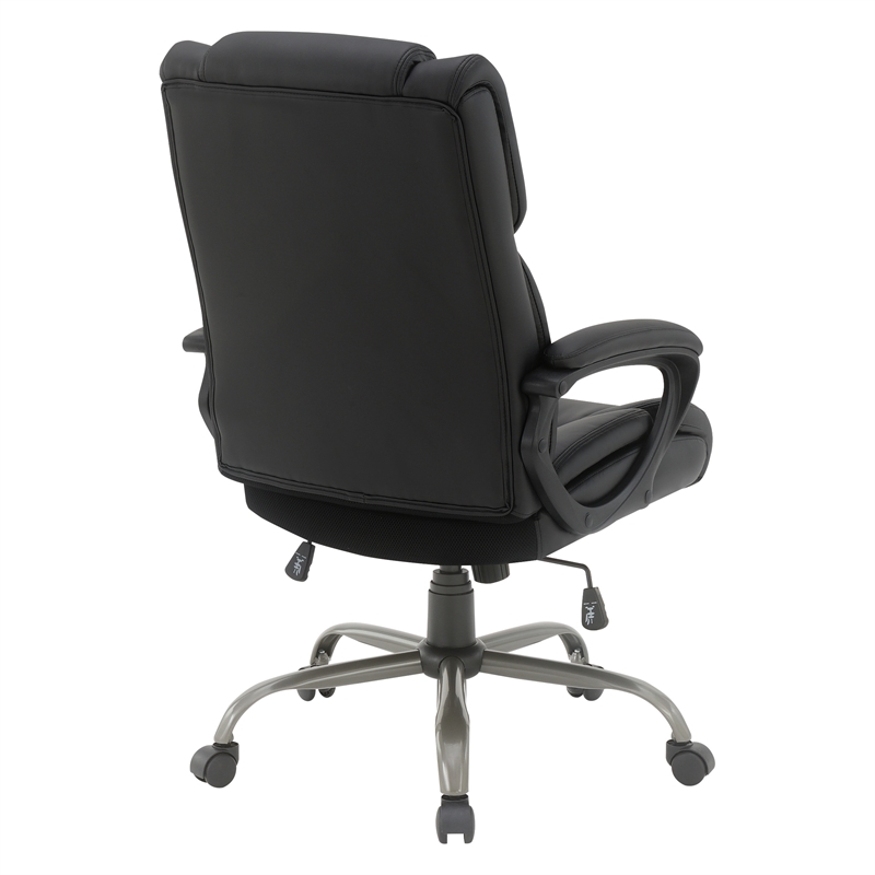 Scranton & Co Mid-Back Black Faux Leather Executive Chair Titanium Base