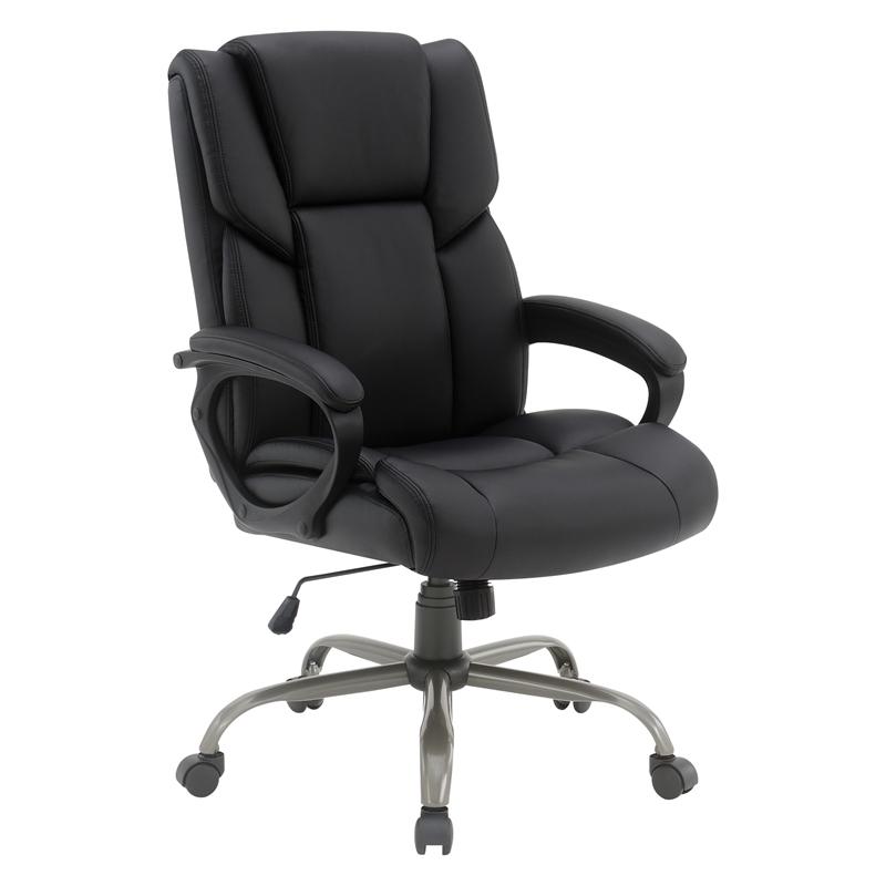 Scranton & Co Mid-Back Black Faux Leather Executive Chair Titanium Base