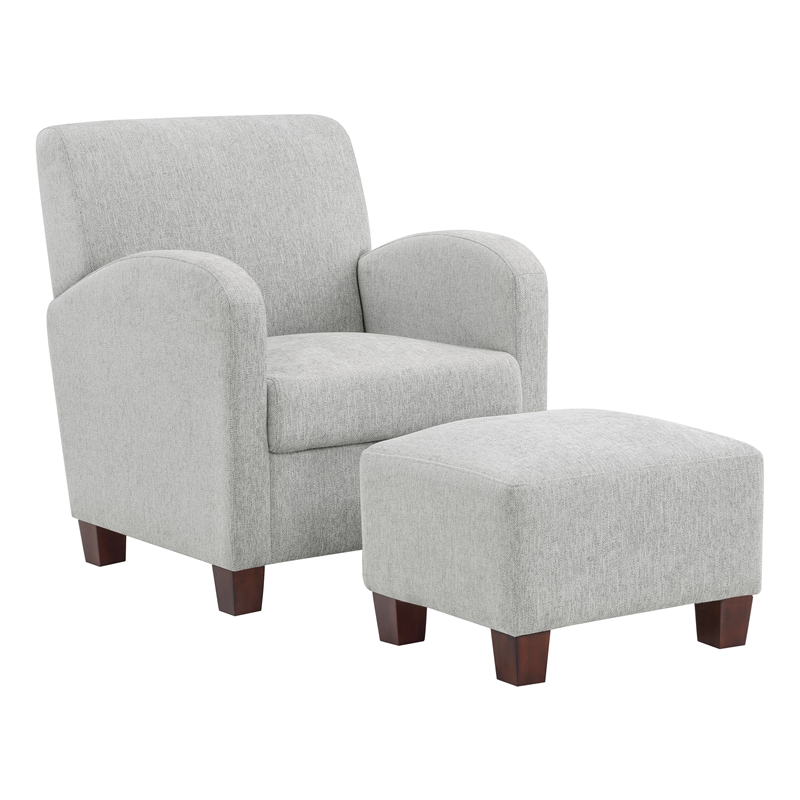 Scranton & Co Club Chair & Ottoman in Herringbone Smoke Gray Fabric