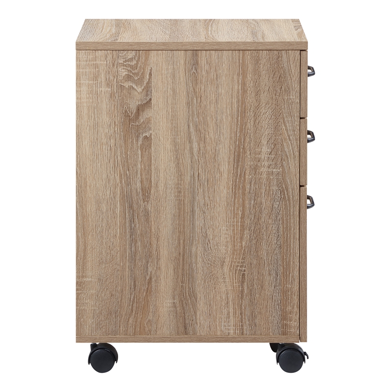 Scranton & Co 3 Drawer Mobile File Cabinet in River Oak Engineered Wood