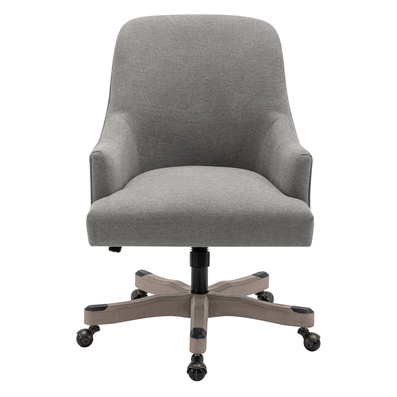Scranton & Co Upholstered Office Chair in Fog Brown Fabric with Rustic Wood Base