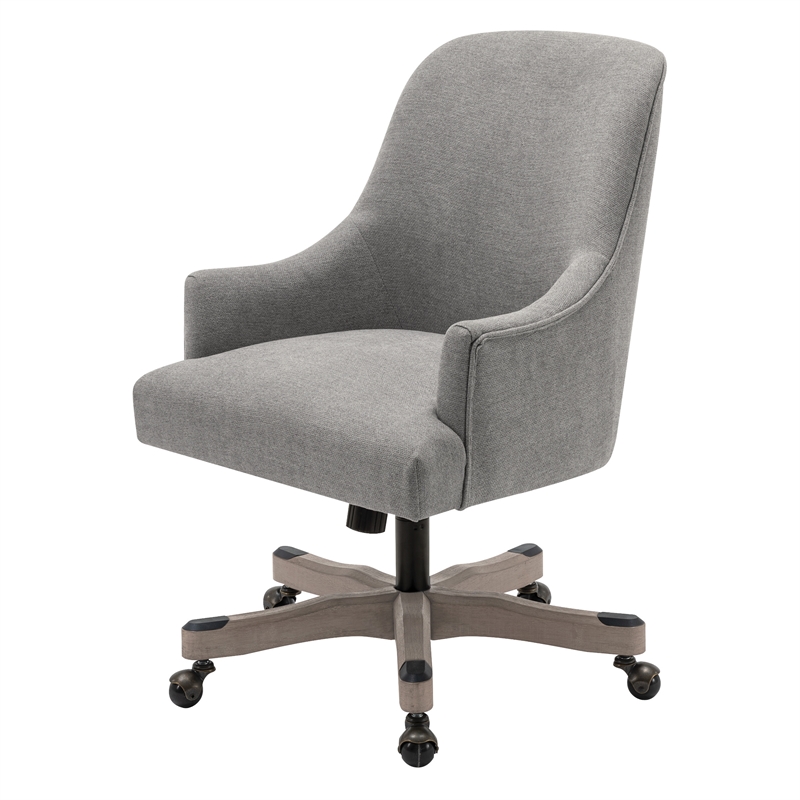 Scranton & Co Upholstered Office Chair in Fog Brown Fabric with Rustic Wood Base