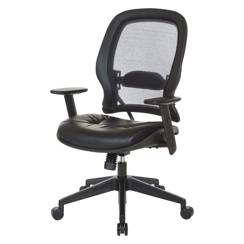 Scranton & Co Dark Air Grid Back Manager's Office Chair in Dillon Black Fabric