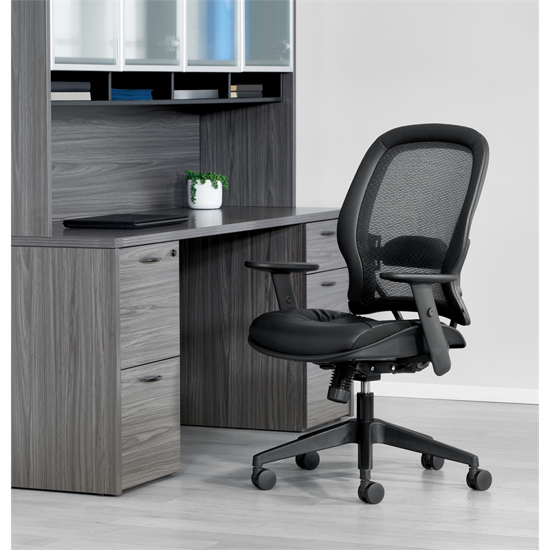Scranton & Co Dark Air Grid Back Manager's Office Chair in Dillon Black Fabric