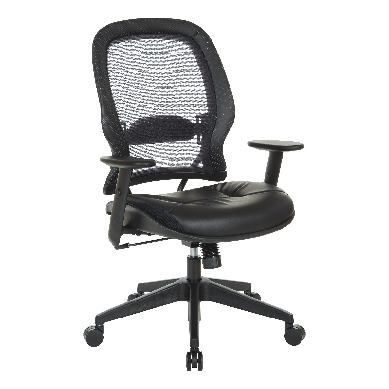 Scranton & Co Dark Air Grid Back Manager's Office Chair in Dillon Black Fabric