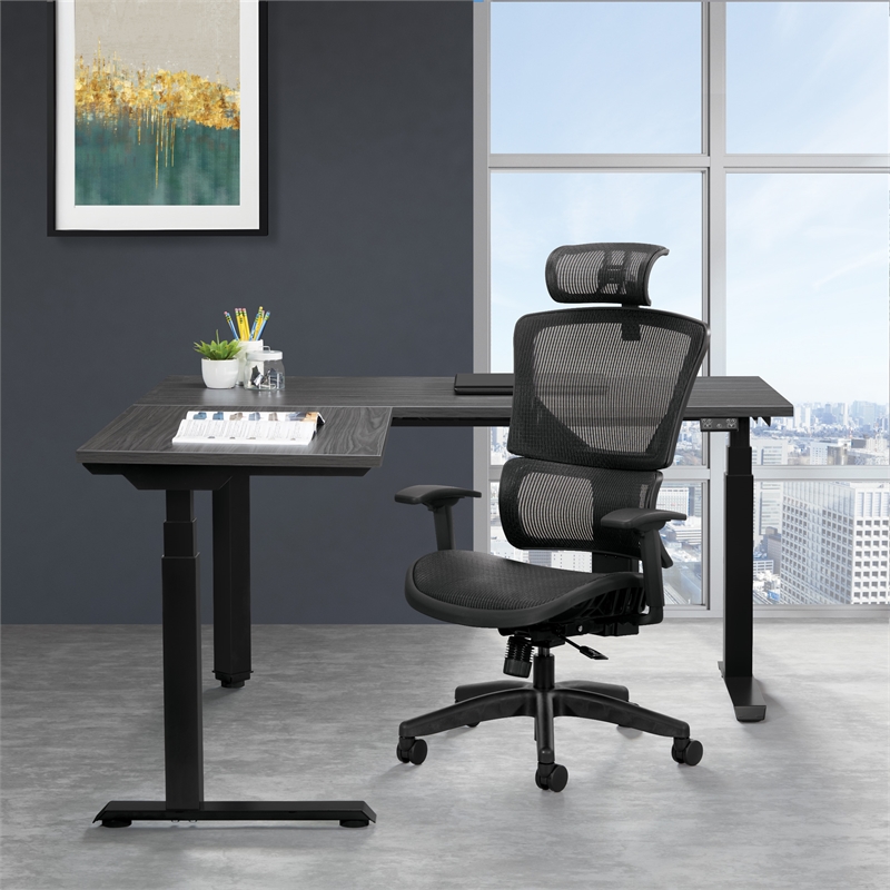 Scranton & Co Adjustable Office Chair with Vertical Matrix Back and Headrest