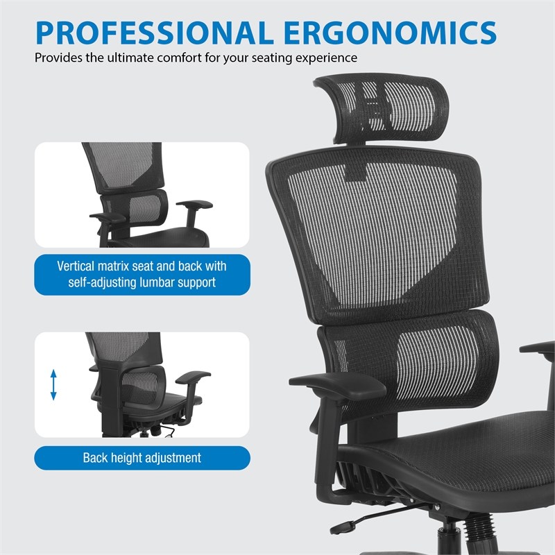 Scranton & Co Adjustable Office Chair with Vertical Matrix Back and Headrest