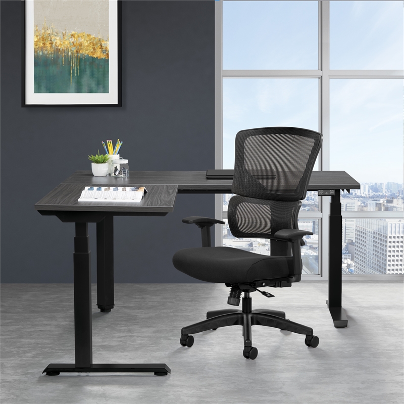Scranton & Co Adjustable Office Chair with Vertical Matrix Back in Black Mesh