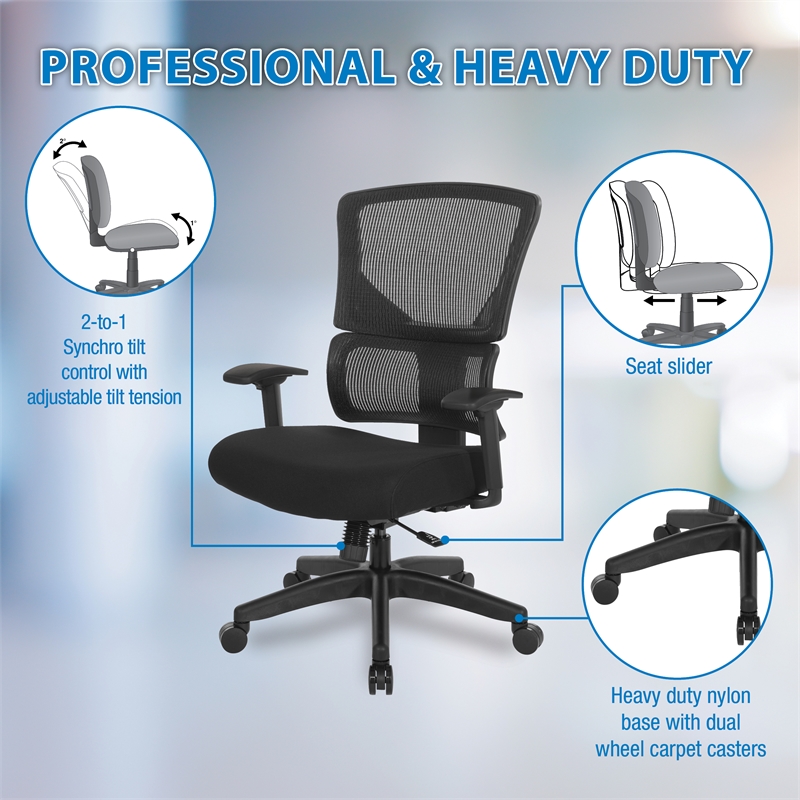 Scranton & Co Adjustable Office Chair with Vertical Matrix Back in Black Mesh