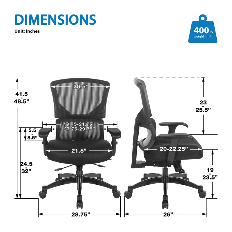 Scranton & Co Adjustable Office Chair with Vertical Matrix Back and Mesh Seat