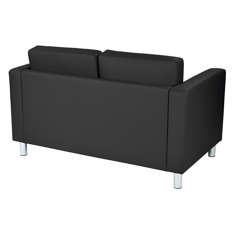 Scranton & Co Contemporary Loveseat in Dillon Black Faux Leather
