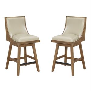 Scranton & Co 26&quot Swivel Counter Stool in Taupe Faux Leather 2-Pack