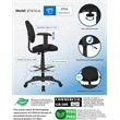 Scranton & Co Contoured Fabric Drafting Stool with Adjustable Arms in Black