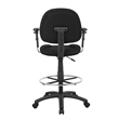 Scranton & Co Contoured Fabric Drafting Stool with Adjustable Arms in Black