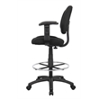 Scranton & Co Contoured Fabric Drafting Stool with Adjustable Arms in Black
