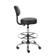 Scranton & Co Vinyl Mid-Back Medical/Drafting Stool with Chrome Footring - Black