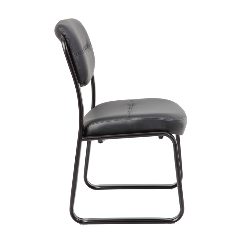 Scranton & Co LeatherPlus Guest Chair with Contoured Lumbar Support in Black