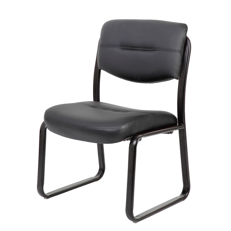 Scranton & Co LeatherPlus Guest Chair with Contoured Lumbar Support in Black