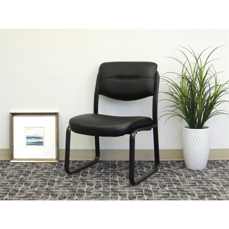Scranton & Co LeatherPlus Guest Chair with Contoured Lumbar Support in Black