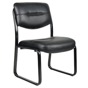 Scranton & Co LeatherPlus Guest Chair with Contoured Lumbar Support in Black