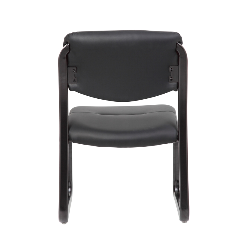 Scranton & Co LeatherPlus Guest Chair with Contoured Lumbar Support in Black