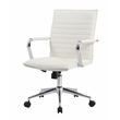 Scranton & Co Ribbed Back Vinyl Desk Chair with Chrome Arms in White