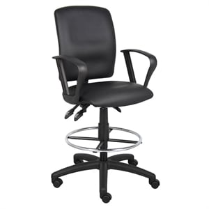 Scranton & Co LeatherPlus Drafting Stool with Loop Arms and Footring in Black