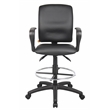 Scranton & Co LeatherPlus Drafting Stool with Loop Arms and Footring in Black