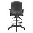 Scranton & Co LeatherPlus Drafting Stool with Loop Arms and Footring in Black
