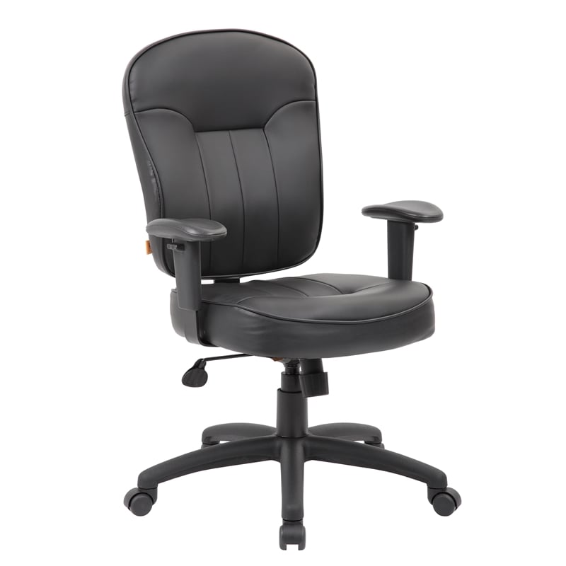 Scranton & Co Faux Leather Task Chair with Adjustable Arms in Black