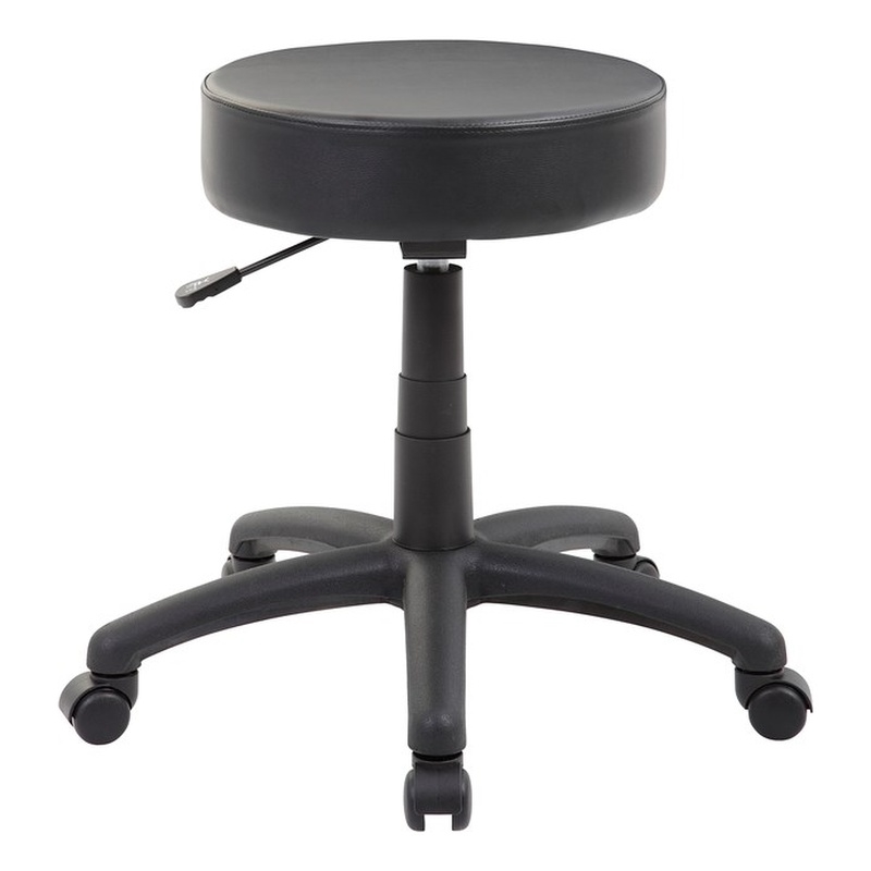 Scranton & Co Faux Leather Swivel Drafting Stool with Nylon Base in Black