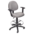 Scranton & Co Contoured Fabric Drafting Stool with Adjustable Arms in Gray