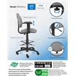 Scranton & Co Contoured Fabric Drafting Stool with Adjustable Arms in Gray