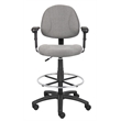 Scranton & Co Contoured Fabric Drafting Stool with Adjustable Arms in Gray
