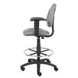 Scranton & Co Contoured Fabric Drafting Stool with Adjustable Arms in Gray
