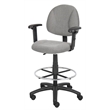 Scranton & Co Contoured Fabric Drafting Stool with Adjustable Arms in Gray